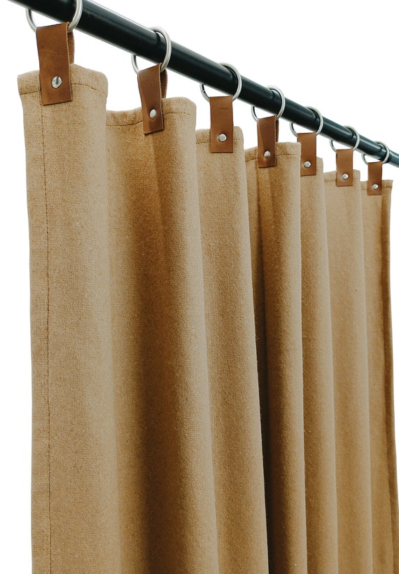 Wool Felt Curtains Beige Tan Felt Curtain Panel Custom Window Etsy