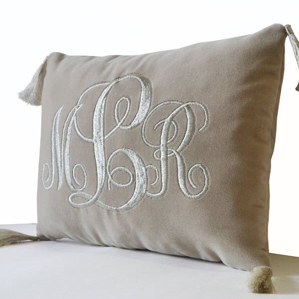 Personalized Velvet Monogram Pillow Cover | Custom-Made Dorm Cushion | Embroidered Decorative Throw Pillow Case | Wedding & Anniversary Gift