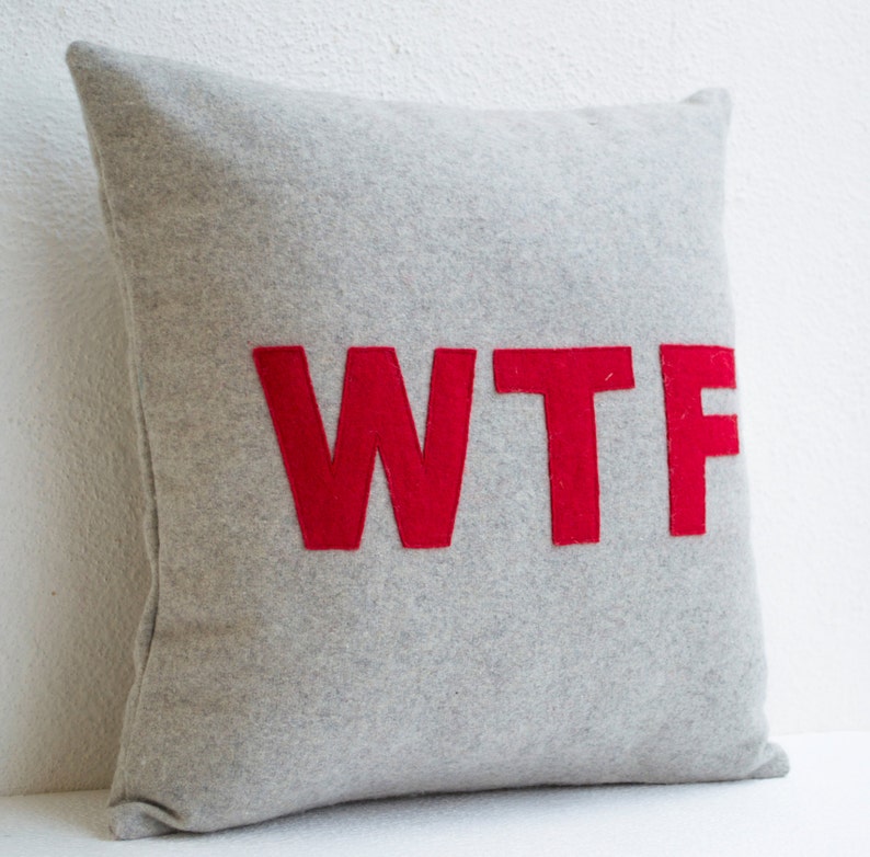 Alphabet Cushion Felt Pillow Birthday Present Roomies Gift Message Pillow Decorative Dorm Pillow Grey Red Felt Pillows