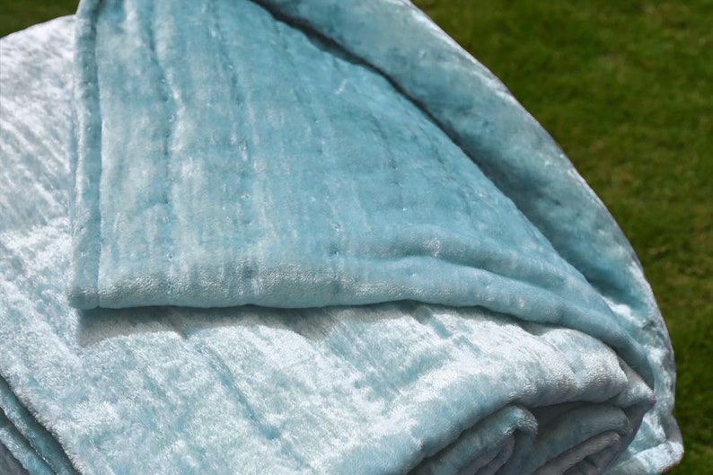 Blue Ombre Velvet Quilt Mother's Day Gift Blue Ombre Etsy