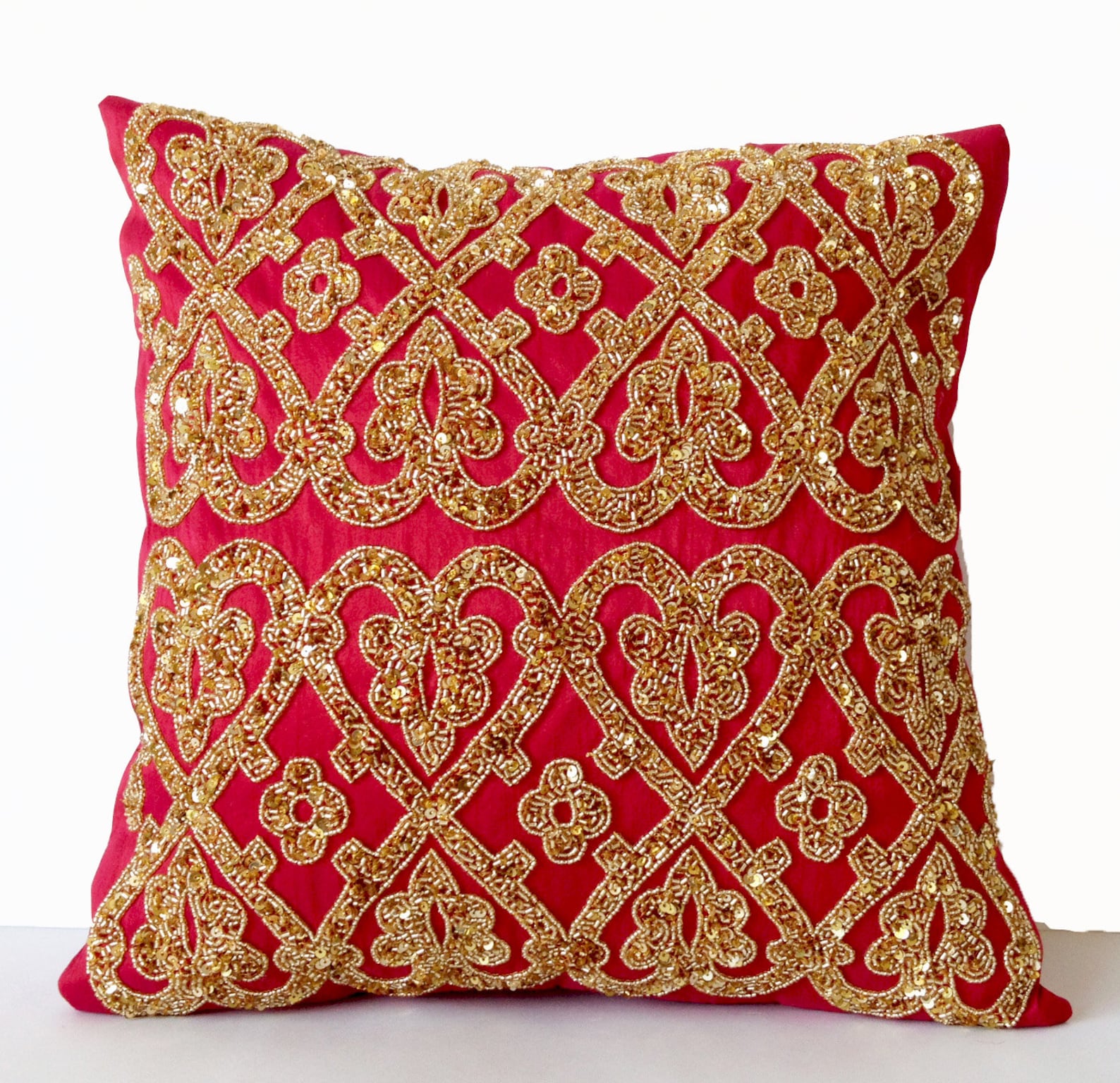 Hot Pink Gold Pillow Covers Fuchsia Gold Pillow Cover Gold Etsy