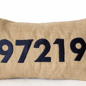 Zip code Pillows, Lumbar Pillow, Burlap Pillow, Wedding Pillow, Personalized Zip Code, wedding gift, engagement present, housewarming gift