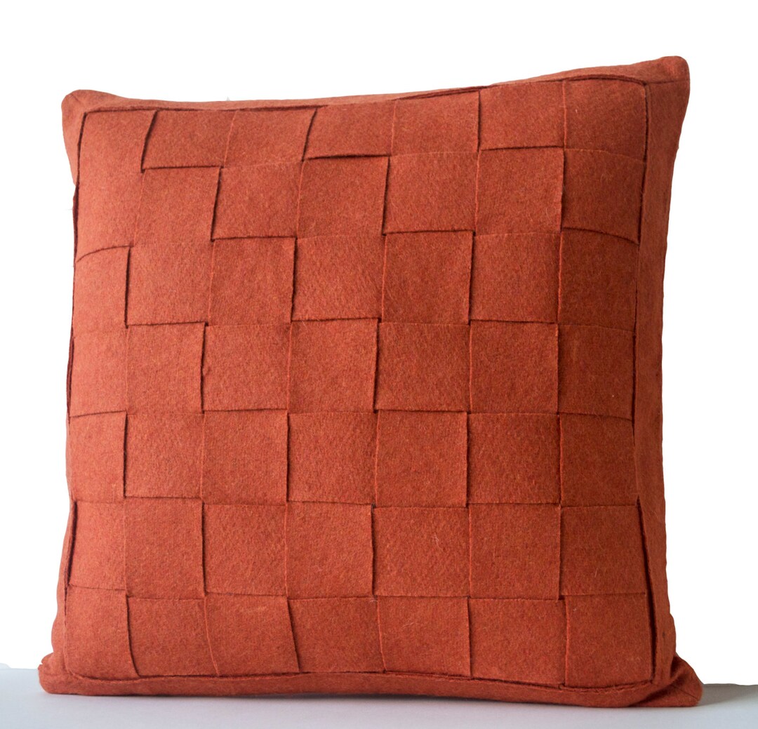 Orange Pillow Cases Felt Weave Pillow Cover Throw Pillow Etsy