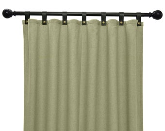 Green Herringbone UV Drapes, SPF 50+ Curtains, Bespoke Wool Curtains, Custom Drapes, Extra Long Curtains, Window Curtains, Door Curtains