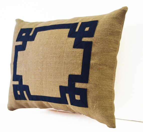 Greek Key Pillow Cover Burlap Throw Pillows Geometric Etsy
