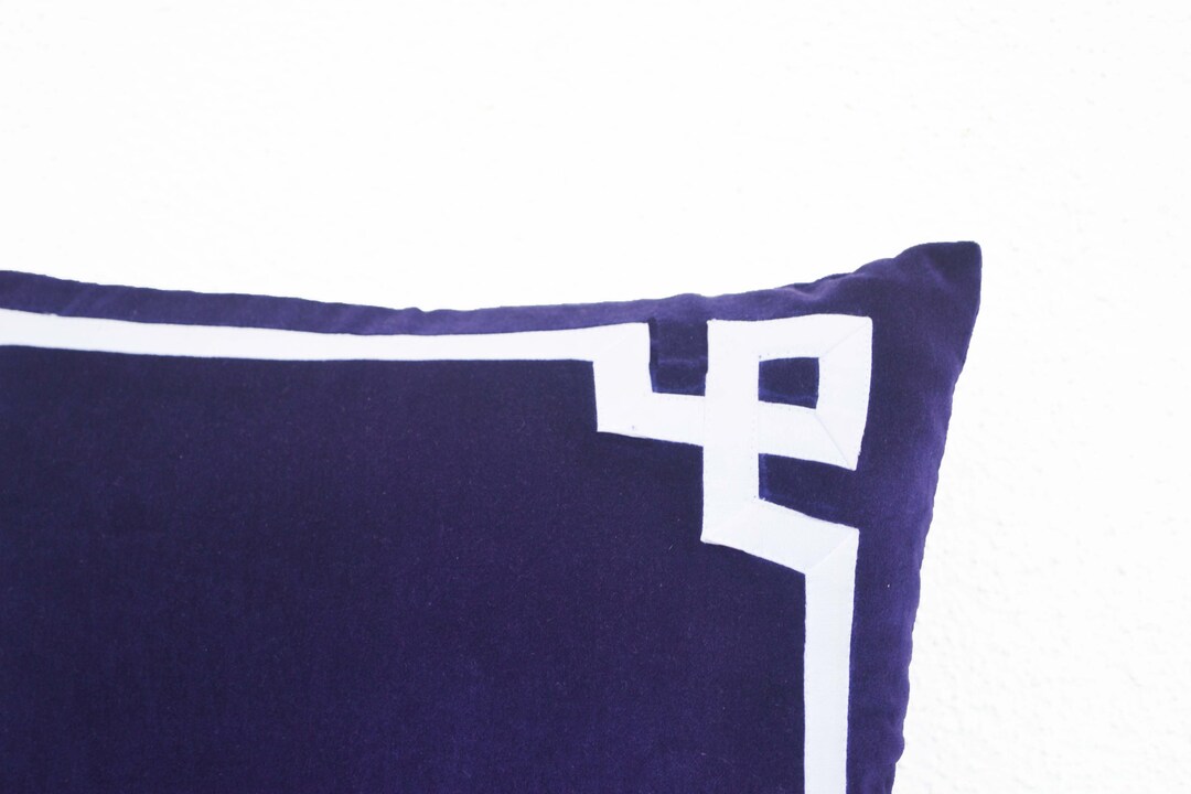 Purple Pillow Purple Plush Pillow Greek Key Pillow Velvet Etsy
