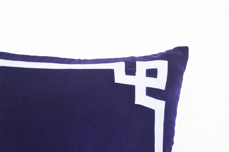 Purple Pillow Purple Plush Pillow Greek Key Pillow Velvet Etsy
