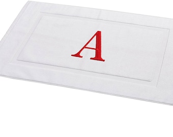 monogrammed bathmat, monogram bath mat, personalized bathroom rug, custom, dorm decor, birthday, anniversary gift, present, white bath mat