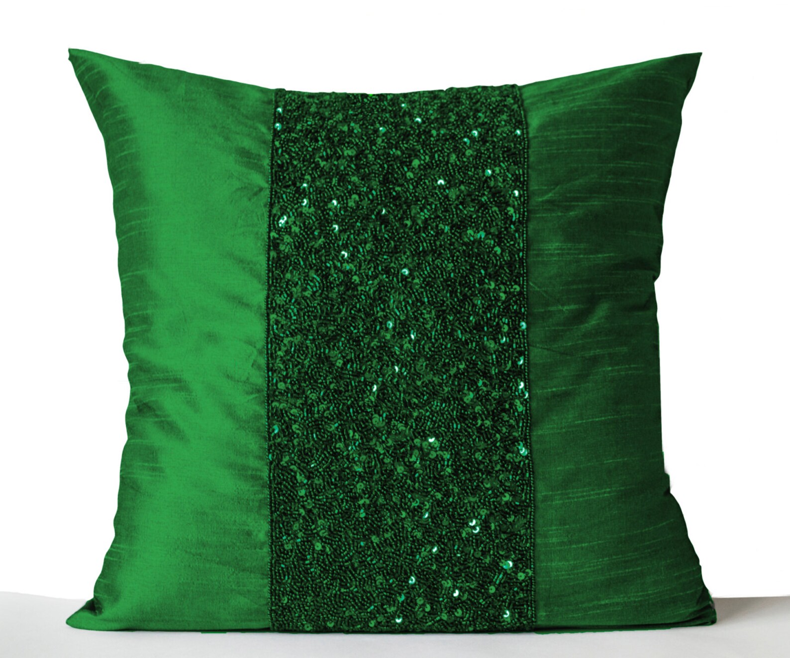 Bed Runner Pillow Cove Emerald Green Throw Sequin Pillows Etsy