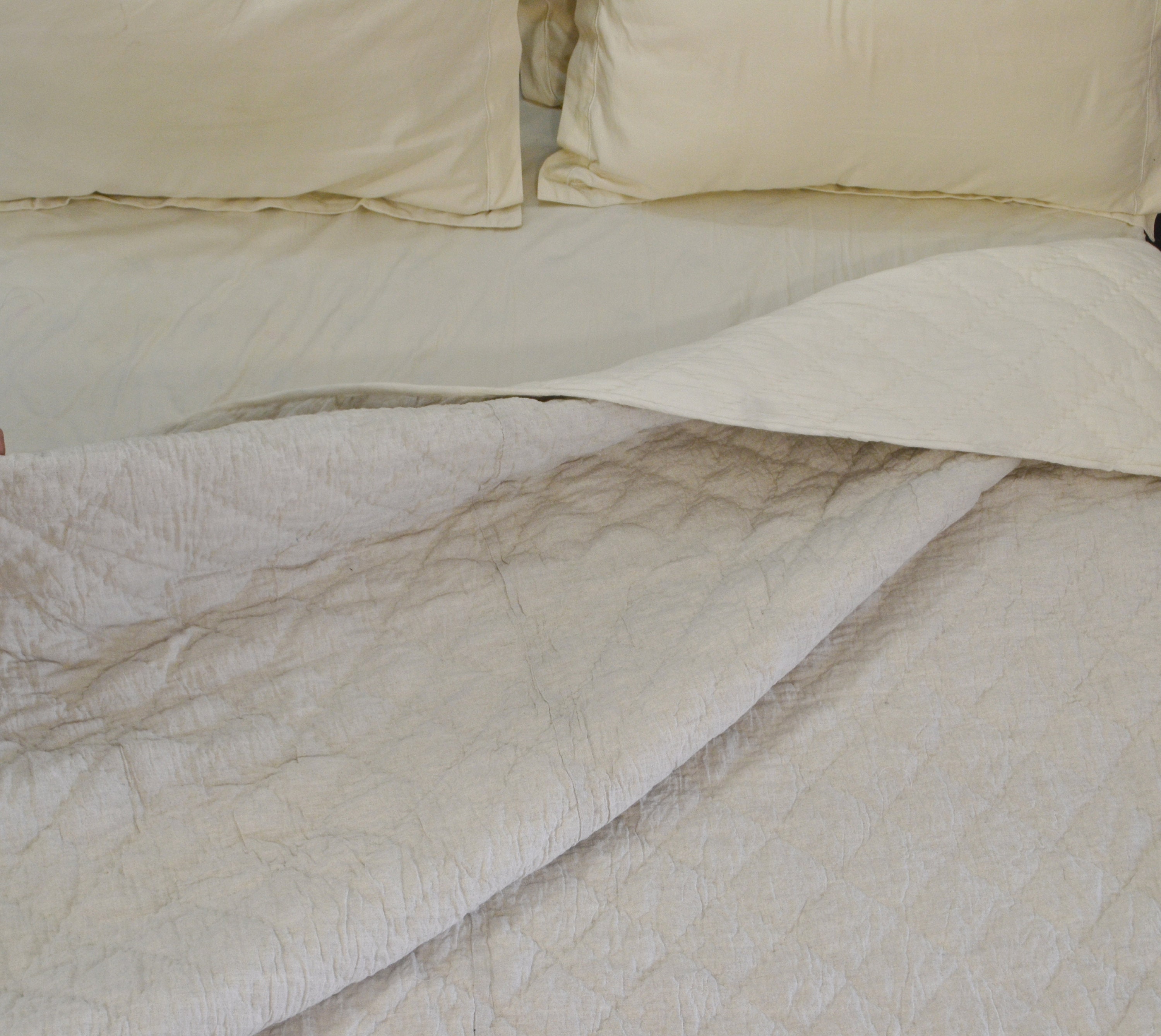 Flax Linen Diamond Quilt Linen Coverlet Queen Quilt Cotton Etsy