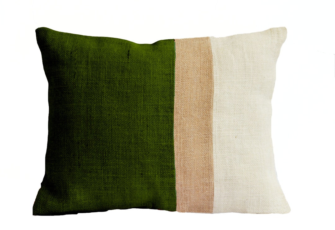 Green Pillow Covers Green Lumbar Pillows Burlap Pillow Etsy