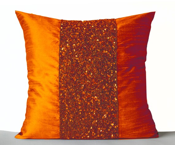 bright orange throw pillows