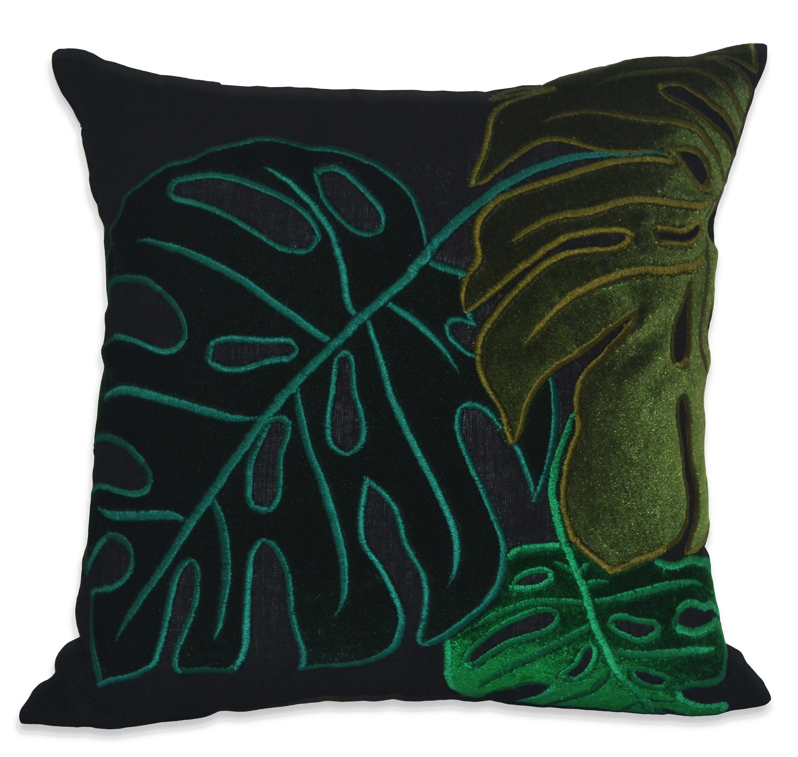 tropical leaf throw pillows