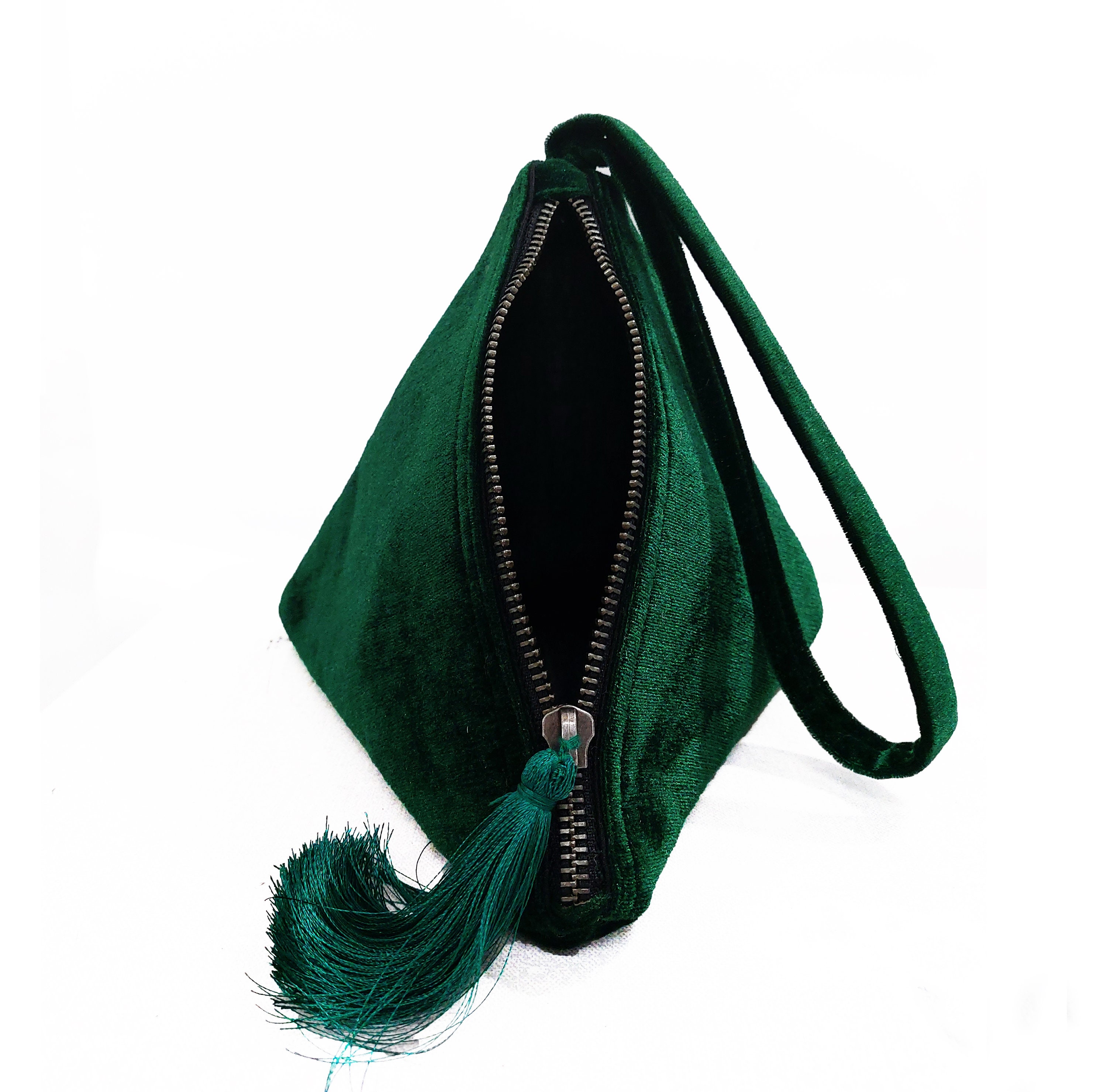 Emerald Green Velvet Purse Pyramid Purse Triangle Etsy