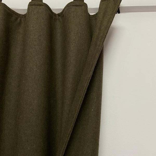 Thermal Curtains For Winter, Olive Green Double Layer Wool Felt Curtains, 99% Light Blocking Curtains, Sound Reducing Curtains