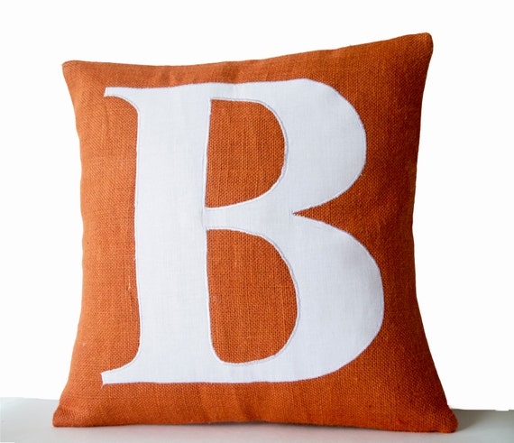 Monogram Pillow Cover Initial Pillow Orange White Typography Cool Initial Pillow Covers Monogram Pillow Cover Initial Pillow Orange White Typography Cool Initial Pillow Covers