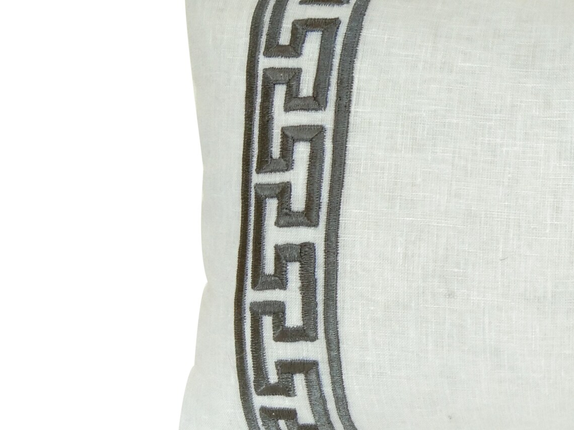 Greek Key Pillow Cover White Gray Pillow Greek Key Lumbar Etsy