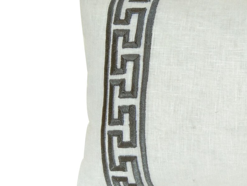 Linen Pillowcase Greek Key Pillow Cover Housewarming Gift Etsy