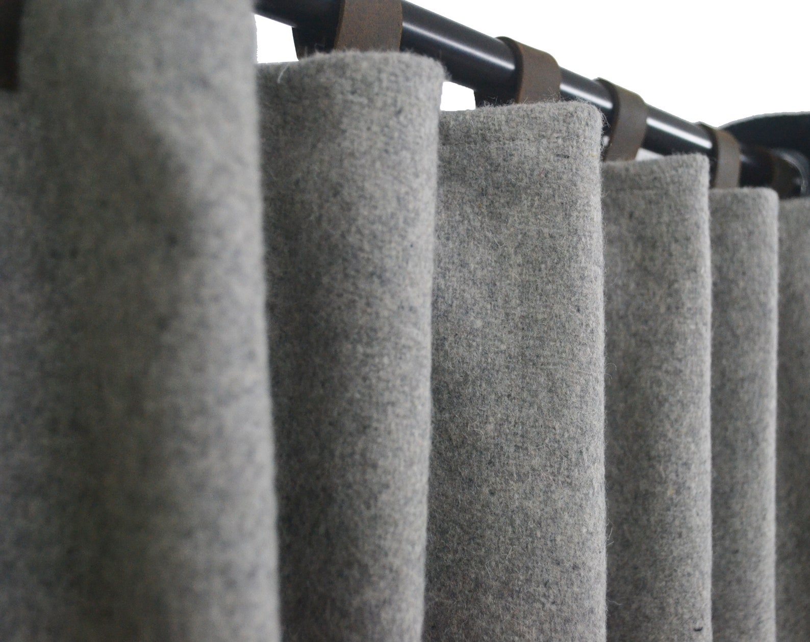 Custom Wool Felt Curtains With Trim Gray Felt Curtain Panel Etsy