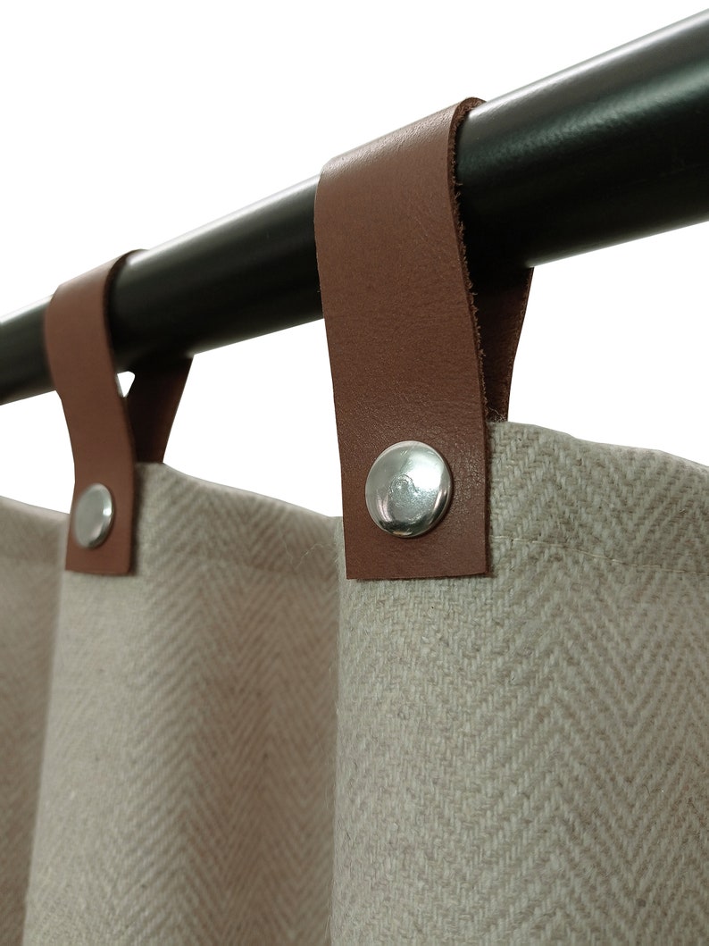 Herringbone Wool Curtains With Brass Snap Buttons Chevron Etsy