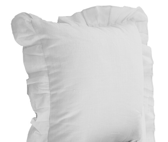 white ruffle pillows