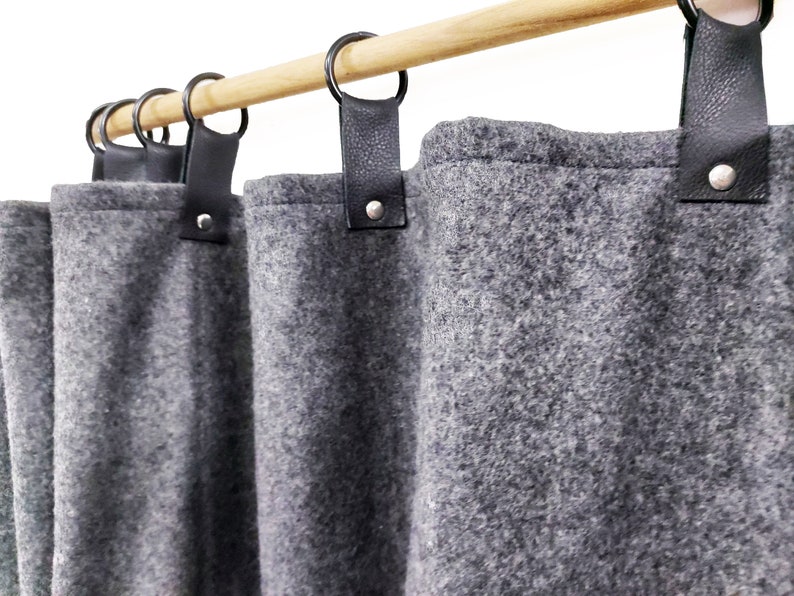 Wool Felt Curtains Gray Felt Curtain Panel Custom Window Etsy