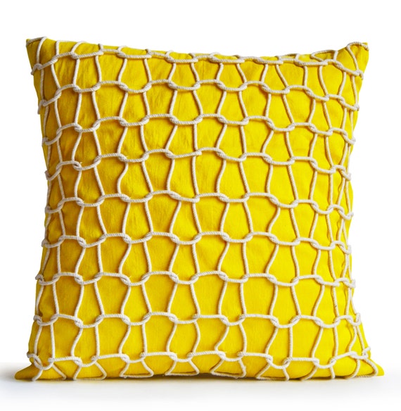 Modern Yellow Pillow Nautical Pillow Covers Yellow Textured Etsy