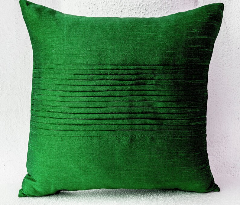 Emerald Green Pillow Cover Faux Silk Pillow Case Textured Etsy