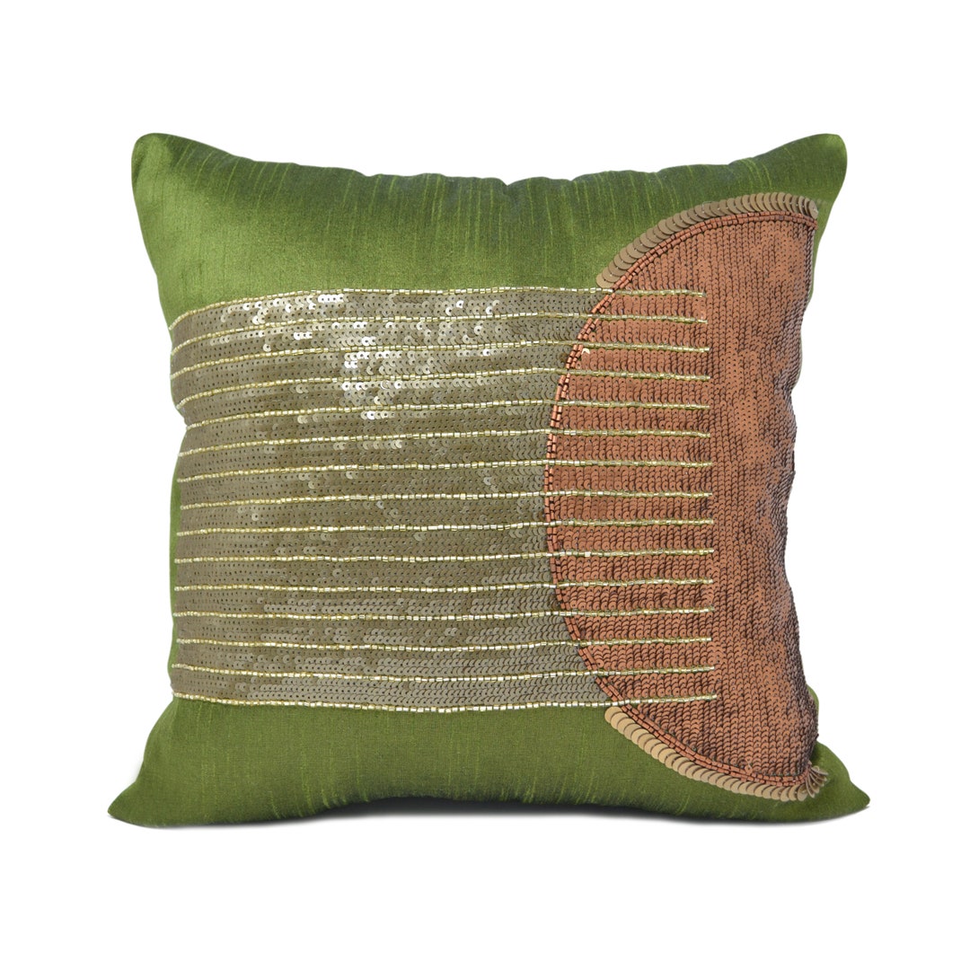Olive Green Cushion Cover Mid Century Modern Throw Pillow Etsy