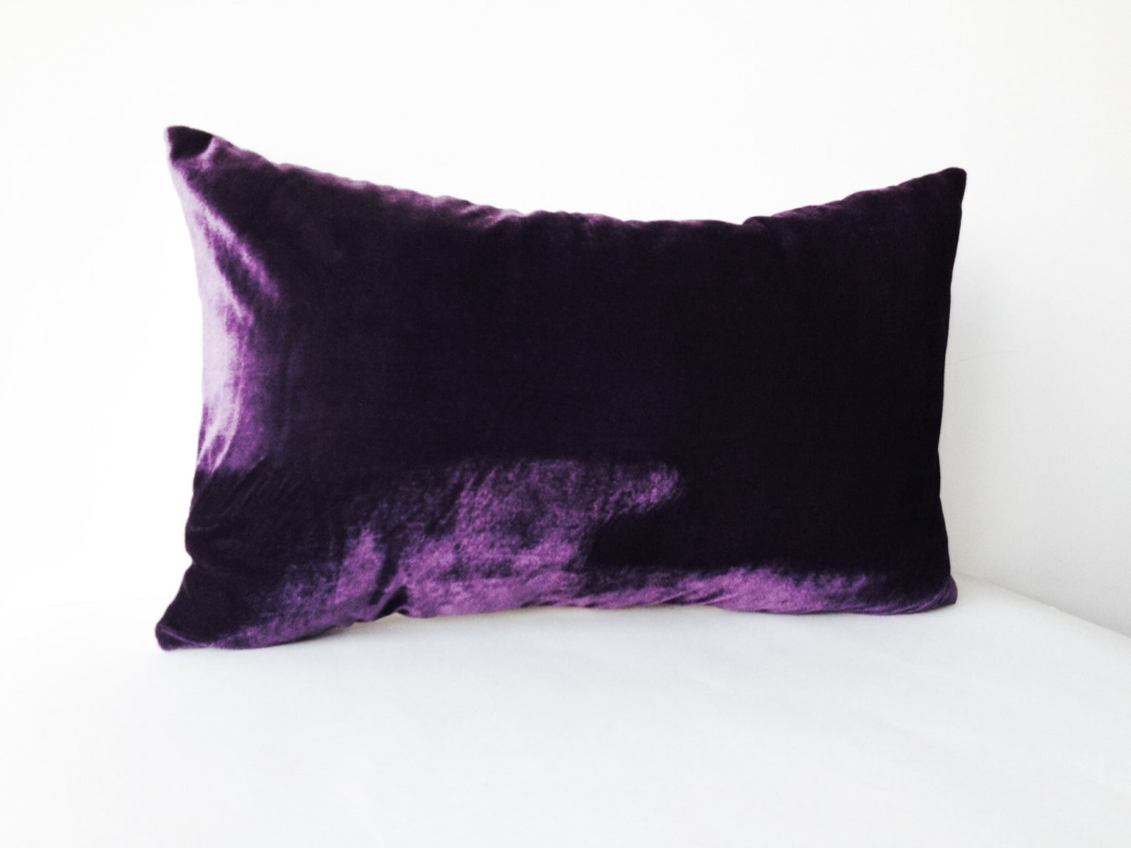 Velvet Lumbar Pillow Purple Velvet Pillow Cover Purple Etsy