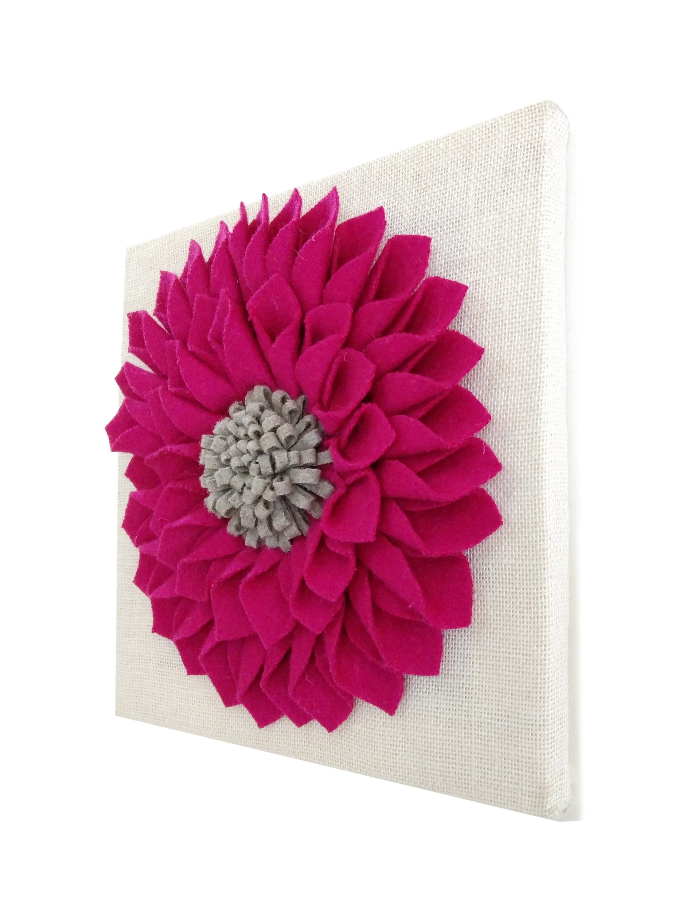 Wall Art Wall Hanging Fuchsia Wall Decor Pink Felt Flower Etsy