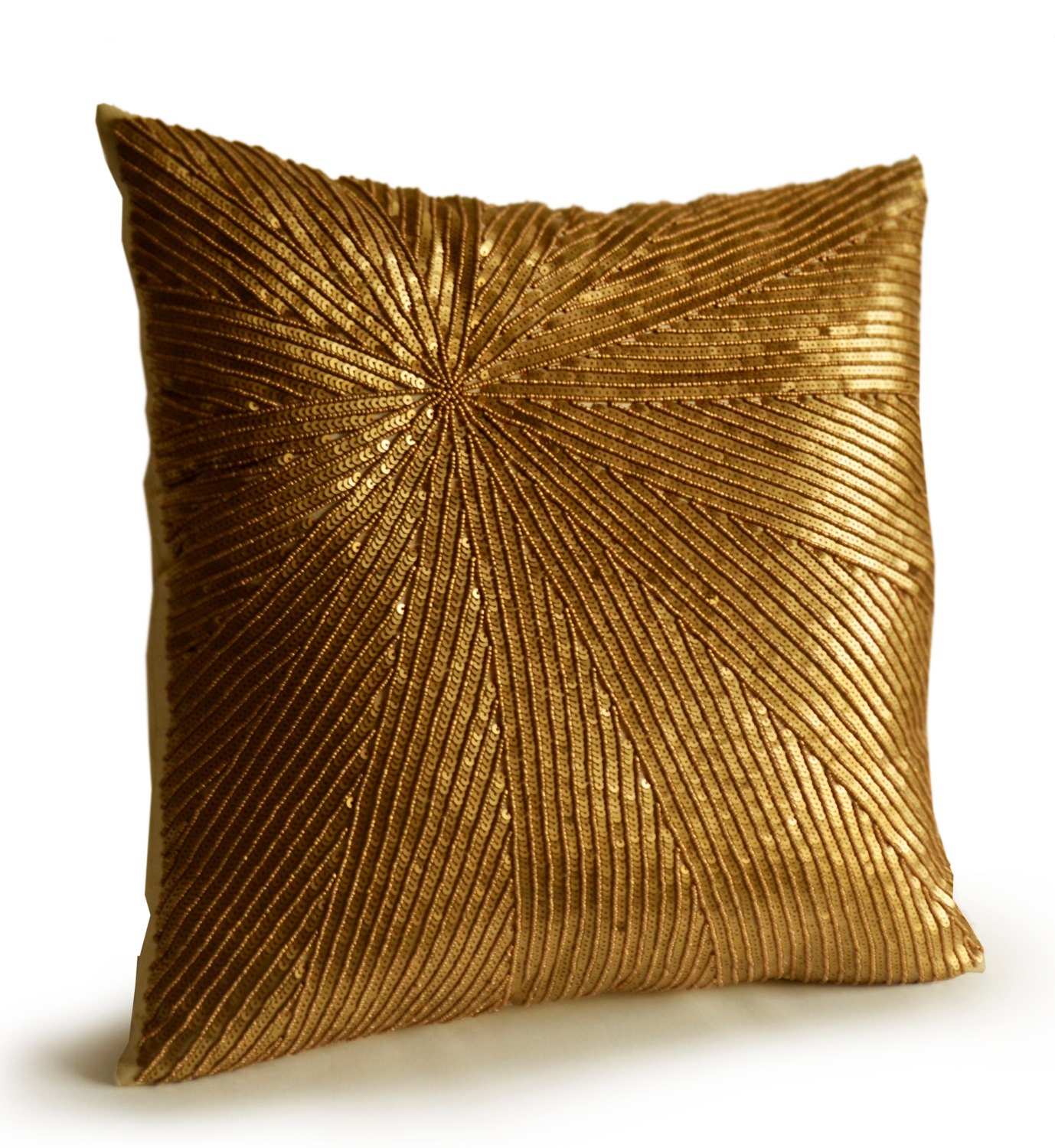Cuscino Decorativo Con Paillettes Glitter Oro 30x30 Cm - Federa Lucida Per Divano E Letto