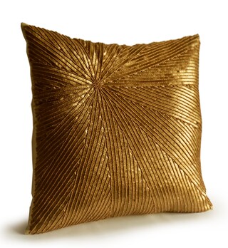 Cuscino Decorativo Con Paillettes Glitter Oro 30x30 Cm - Federa Lucida Per Divano E Letto