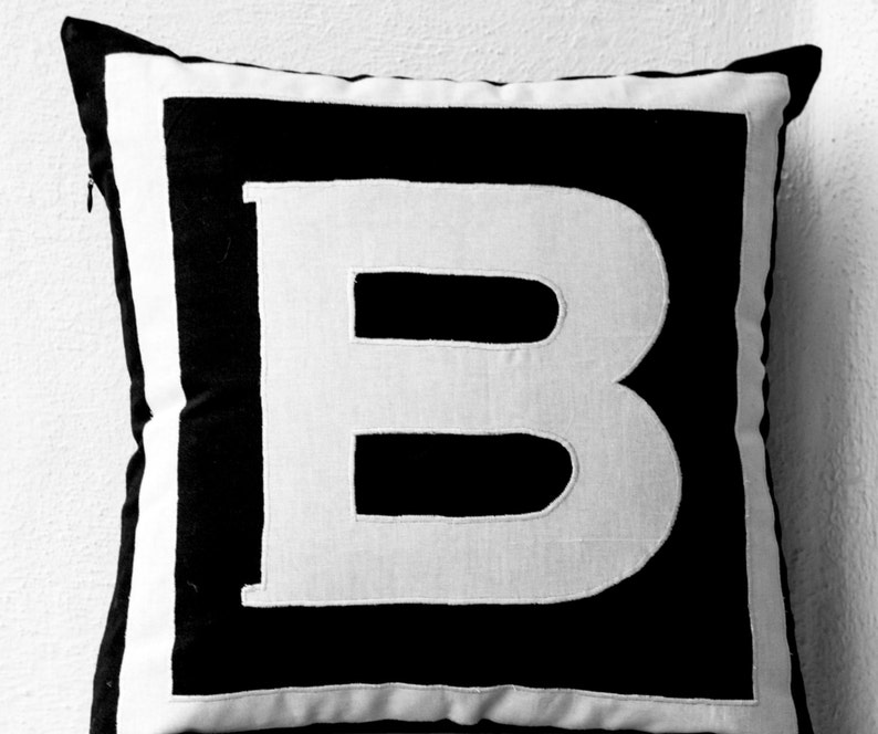Personalized Monogram Black Pillow Cover Big letter Pillow Etsy