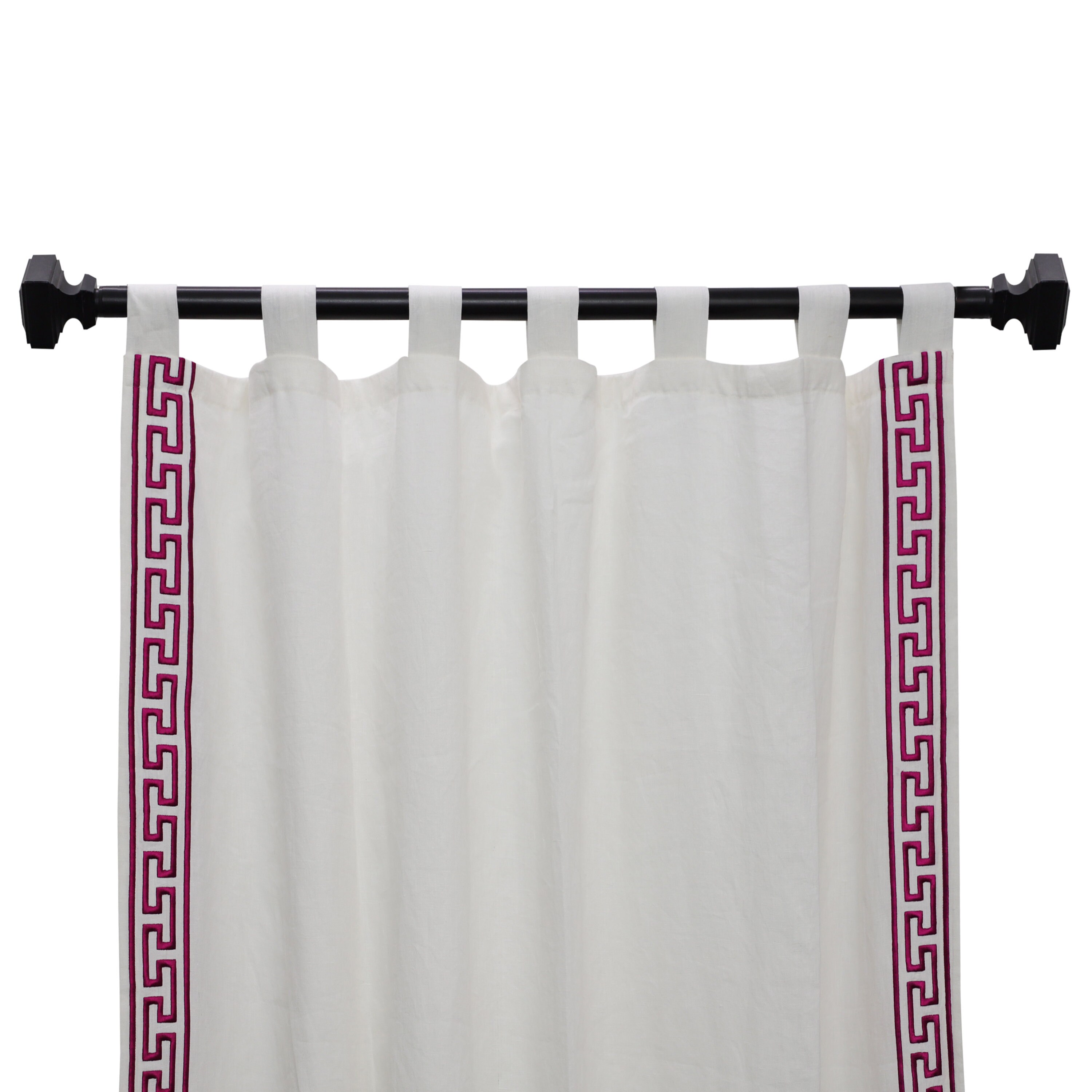 Greek Key Embroidered Curtains, Bespoke Linen Curtains, Custom Made Embroidered Curtains, Extra Long Curtains, Small Curtain, Window Drapery