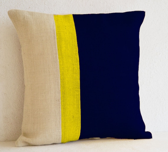 navy and yellow throw