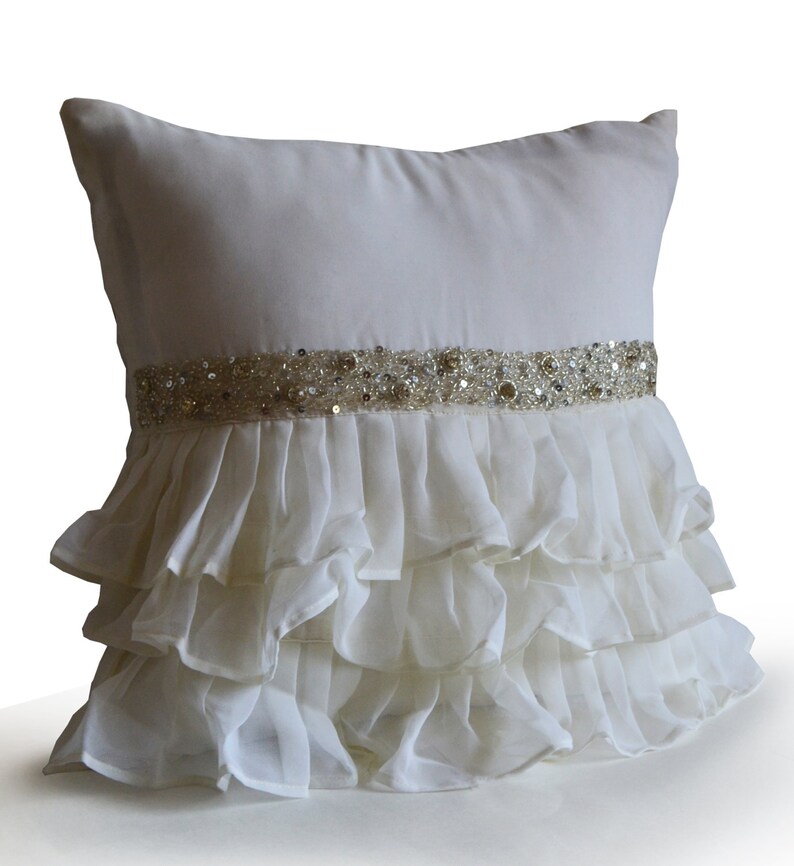 Chiffon Pillow Covers Ivory Crystal Rhinestone Pillow Etsy Australia