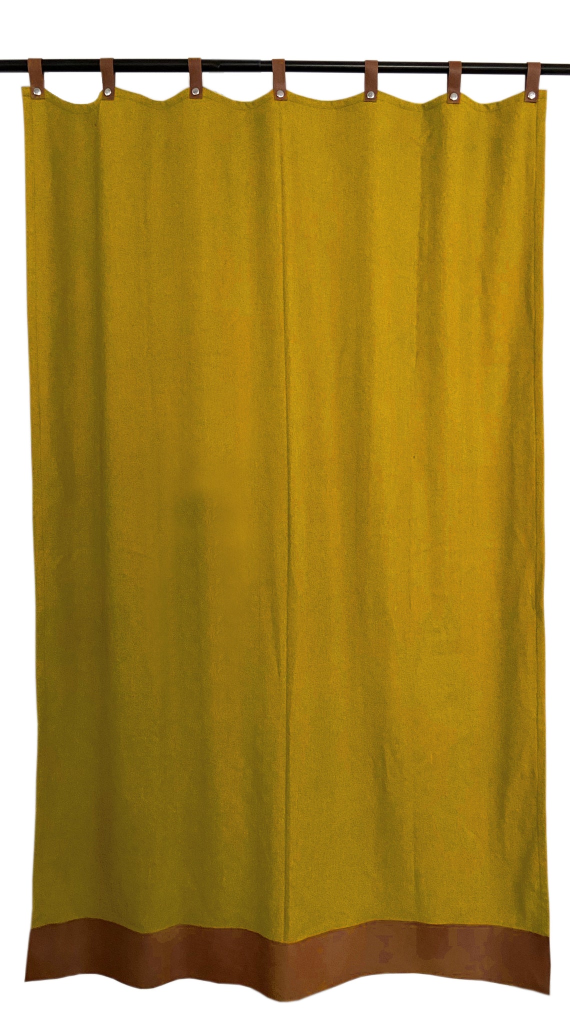 Leather Tab Curtains Custom Made Wool Felt Curtains Leather Etsy
