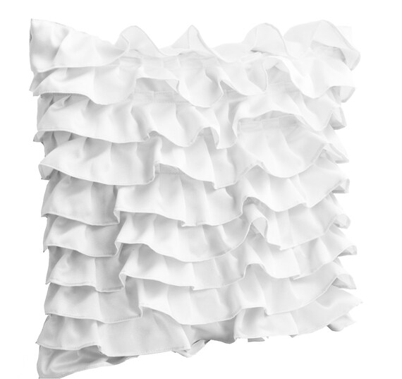 White Ruffle Pillow Covers Ruffle Throw Pillow Decorative Etsy