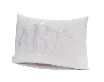 Personalized Pillow Cover, Handmade Gift For Mom, Monogrammed Pillow, Monogram Throw Pillow, Monogram Lumbar Pillow