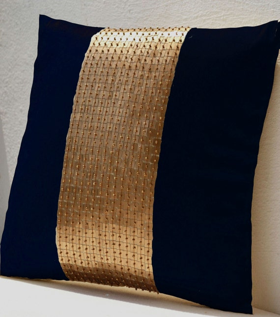 navy and gold accent pillows