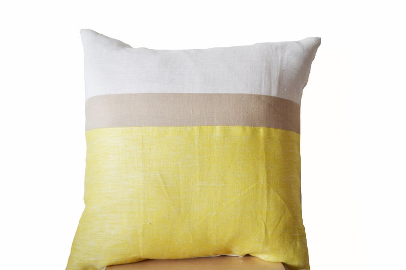 Yellow Pillow Covers Yellow Pillow Cases Color Block Pillow Etsy