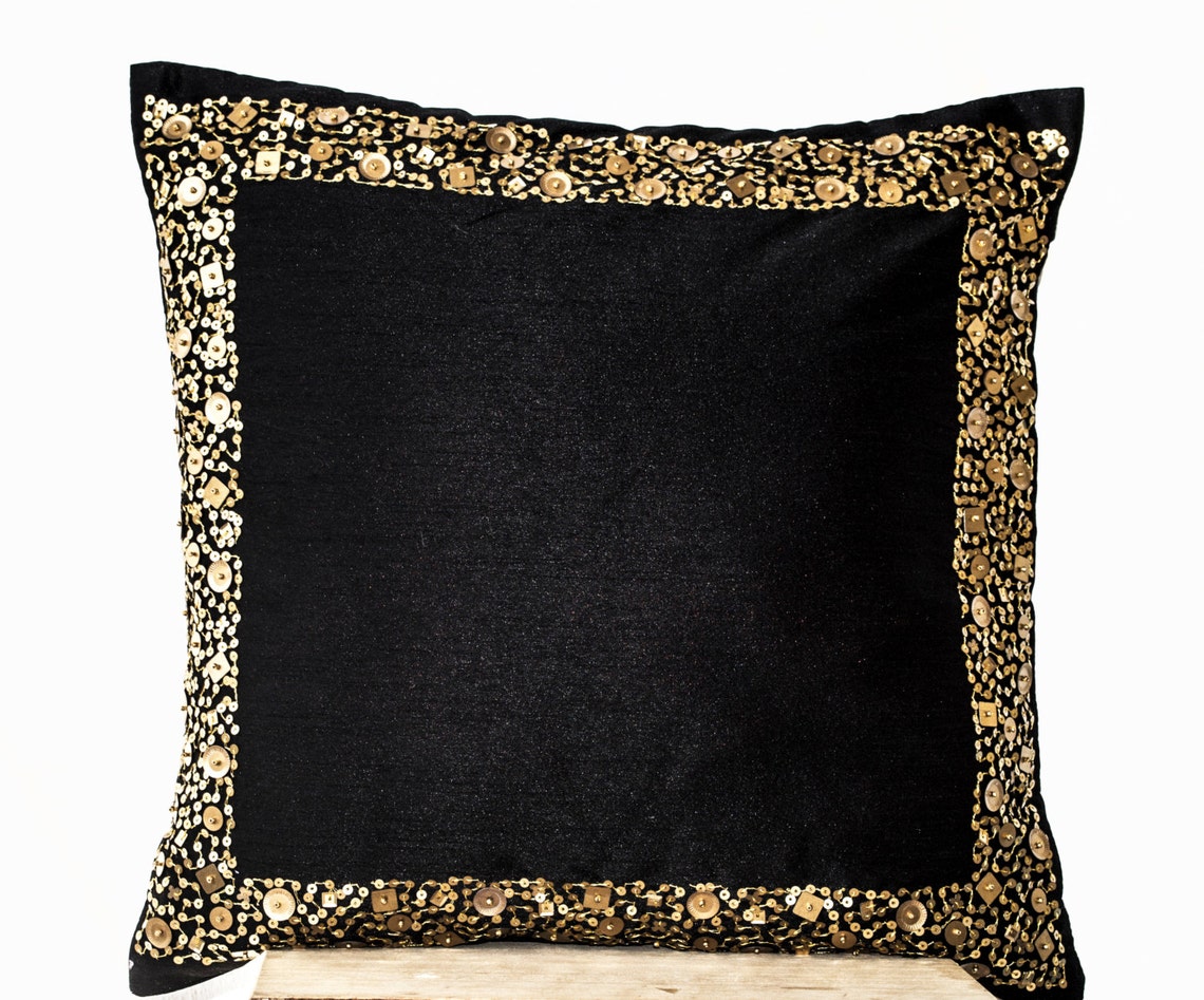 Black Gold Pillows Decorative Throw Pillow Covers gold Etsy