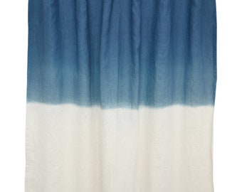Ombre linnen gordijn, handgemaakt linnen gordijn, indigo ombré gordijnpanelen, op maat gemaakte gordijnen draperie, gordijnen, deurgordijnen