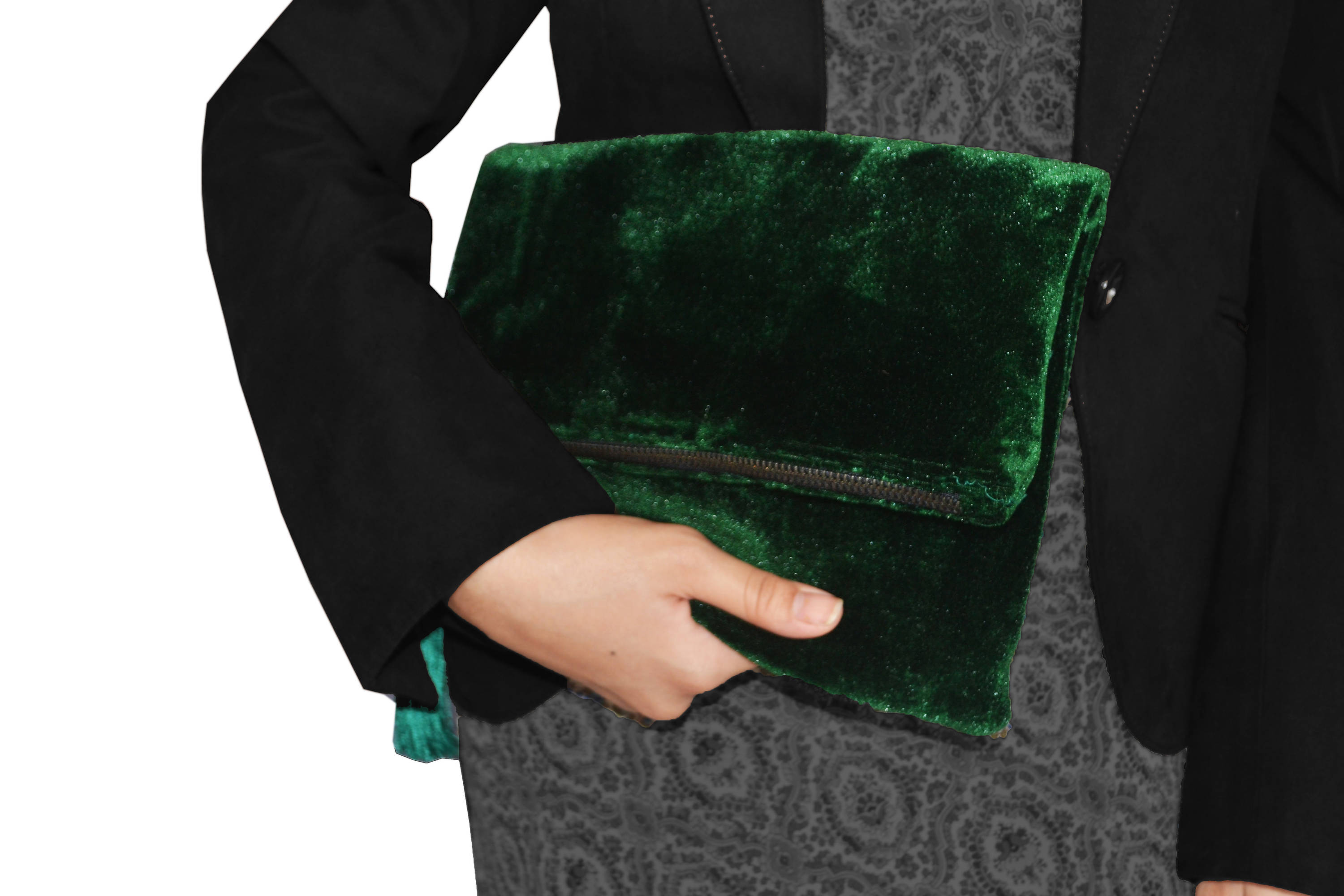 Velvet Clutch Emerald Green Foldover Bag Fold Over Clutch