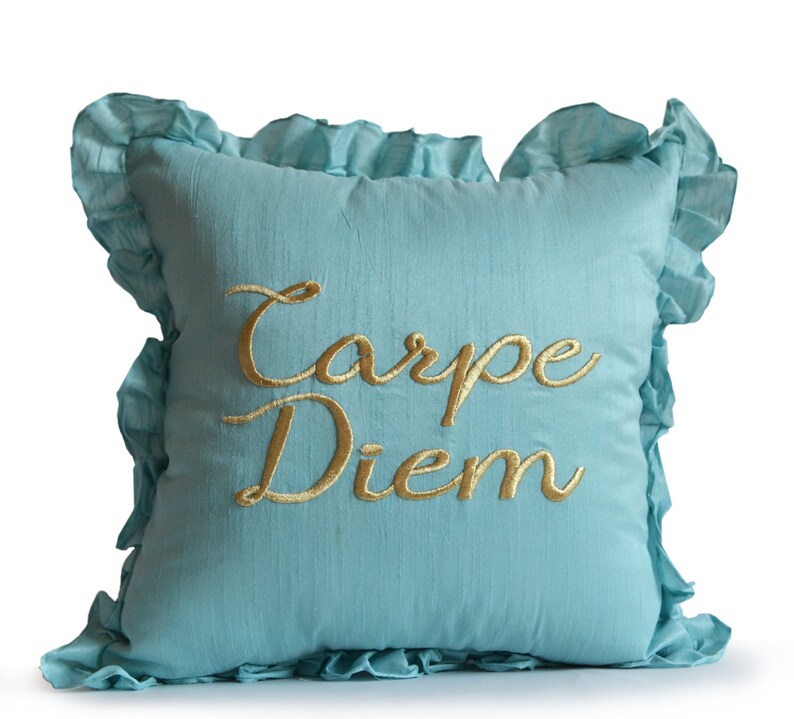 Dorm Throw Pillow Cover Carpe Diem Decorative Pillow Cover Etsy