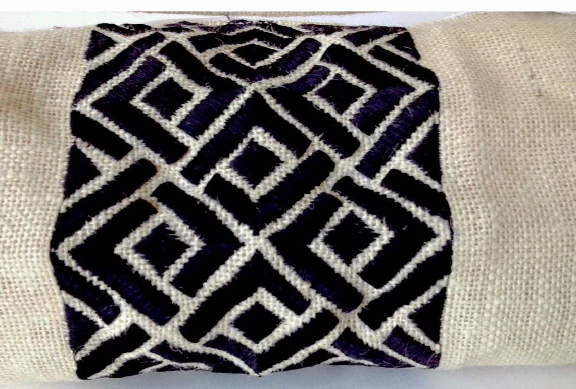 Yoga Bag Ivory Burlap Bag Black Embroidered Yoga Mat Bag Etsy