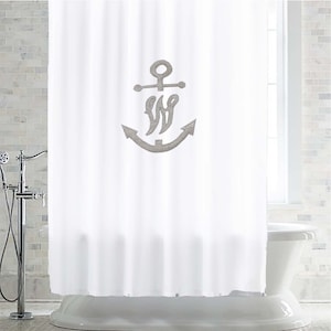 Personalized Shower Curtain, Bathroom Curtains, Dorm Bathroom Curtains, Monogrammed Drapes, Cotton Blend Curtain, Custom Made Shower Curtain