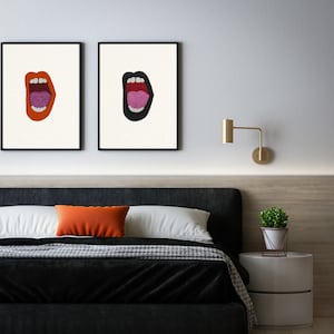 Beaded Wall Art Decor, Pop Art Wall Decor, Shout Out Wall Art, Lipstick Beaded Wall Art, Orange Lips Wall Art, Pop Art Lips, Modern Pop Art