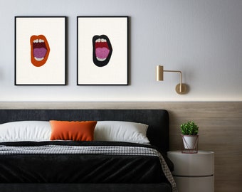 Beaded Wall Art Decor, Pop Art Wall Decor, Shout Out Wall Art, Lipstick Beaded Wall Art, Orange Lips Wall Art, Pop Art Lips, Modern Pop Art